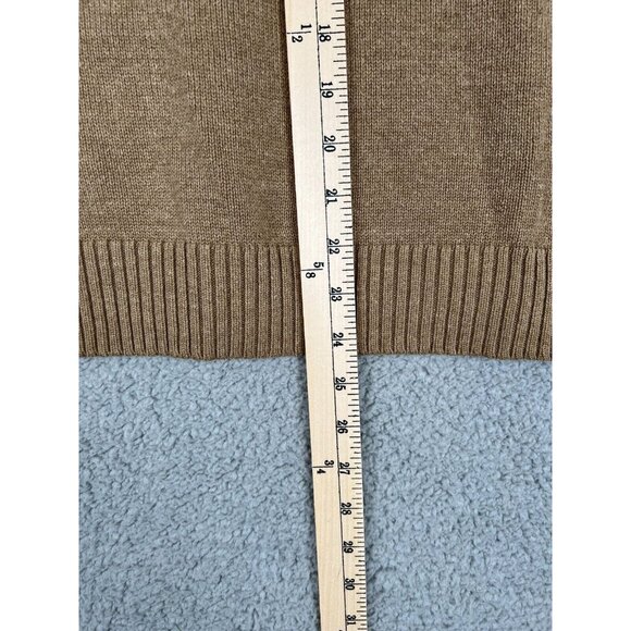 Mens Sweater Large Oscar De La Renta Quarter Zip Cotton Blend Brown Pullover - Picture 7 of 9